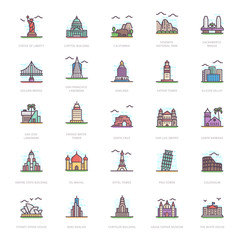 Wall Mural - Landmarks Flat Icons 