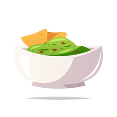 Wall Mural - Bowl of guacamole vector isolated illustration