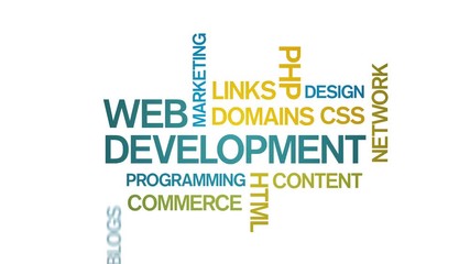 4k Web Development Animated Tag Word Cloud;Text Design Animation;Kinetic Typography.