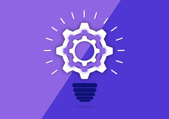 The gear inside the light bulb. Strategy idea symbol icon. Logo design. Creative solutions concept.