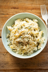 Wall Mural - Cheese pasta. Pasta with ricotta, parmesan & blue cheese. 