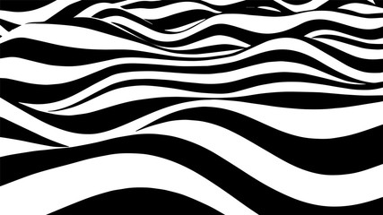Aufkleber - Black and white abstract wave. Optical illusion. Twisted vector illustration.