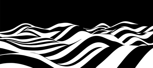 Aufkleber - Black and white abstract wave. Optical illusion. Twisted vector illustration.