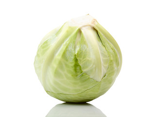 fresh green cabbage isolated on white background