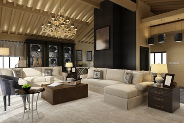 3d render of modern living room