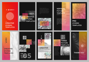 Wall Mural - Creative social networks stories design, vertical banner or flyer templates with colorful gradient backgrounds. Covers design templates for flyer, leaflet, brochure, presentation, advertising.