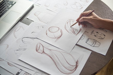 Production Designer Sketching Drawing Development Design Product Packaging Prototype Idea Creative Concept