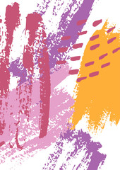 Wall Mural - vector abstract backgrounds of a4 size. the texture brush strokes in trendy colors mustard, purple. 