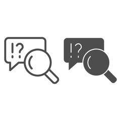 Poster - Chat search line and glyph icon. Search dialogue vector illustration isolated on white. Magnifier and speech bubble outline style design, designed for web and app. Eps 10.