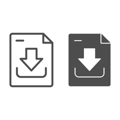 Poster - Download document line and glyph icon. Downloading file vector illustration isolated on white. Save file outline style design, designed for web and app. Eps 10.