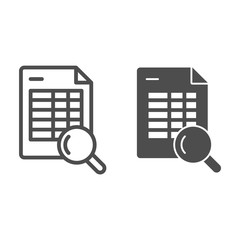 Poster - Schedule search line and glyph icon. Timetable and magnifier vector illustration isolated on white. Search agenda outline style design, designed for web and app. Eps 10.