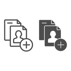 Poster - Add file line and glyph icon. Questionnaire list vector illustration isolated on white. Personal document outline style design, designed for web and app. Eps 10.