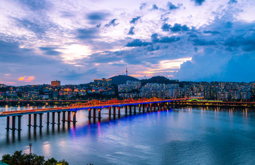 Wall Mural - bridge over the river at seoul city south korea