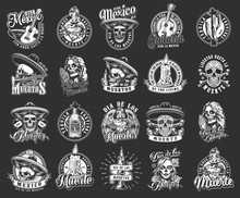 Dia De Los Muertos Monochrome Emblems