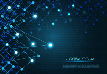 Poster - Abstract blue technology polygon line light dot on number data pattern graphic design vector illustration.