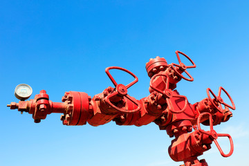 Wall Mural - red oil pipeline valve