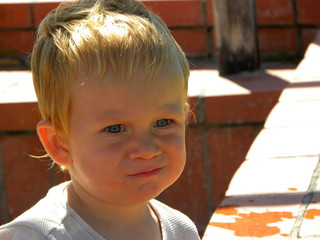 Wall Mural - portrait of a little boy with blond hair