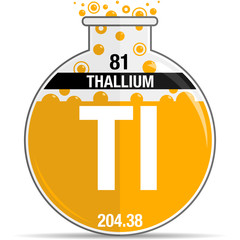 Wall Mural - Thallium symbol on chemical round flask. Element number 81 of the Periodic Table of the Elements - Chemistry. Vector image