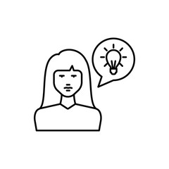 Poster - Learning, woman, lamp icon. Element of education line icon