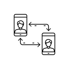 Poster - Learning, video call, mobile icon. Element of education line icon