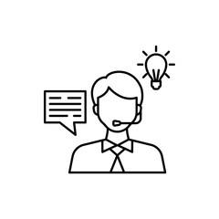 Poster - Learning, customer service, lamp icon. Element of education line icon