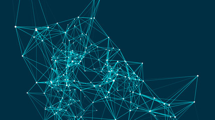 Poster - abstract connections are in space. background with connecting dots and lines. connection structure. 