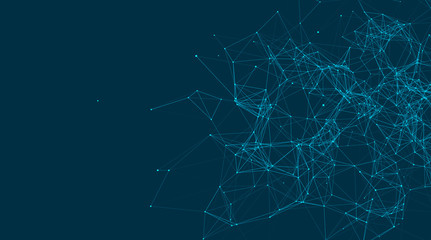 Poster - Abstract connections are in space. Background with connecting dots and lines. Connection structure. Vector illustration