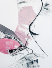 Abstract Pink And Gray Acrylic Painting On Canvas	