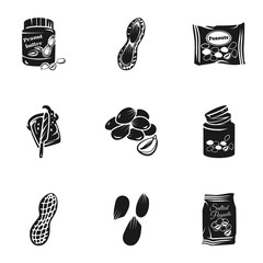 Poster - Food peanut icon set. Simple set of 9 food peanut vector icons for web design isolated on white background