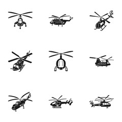 Poster - airport helicopter icon set. simple set of 9 airport helicopter vector icons for web design isolated