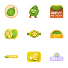 Poster - Summer durian logo set. Cartoon set of 9 summer durian vector logo for web design isolated on white background