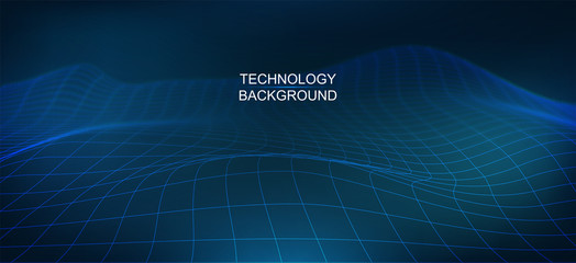 Poster - 3D background Big data visualization design. Visual information complexity. Intricate data threads plot. Cyber technology Ai tech neural network futuristic wireframe data visualisation. Vector 