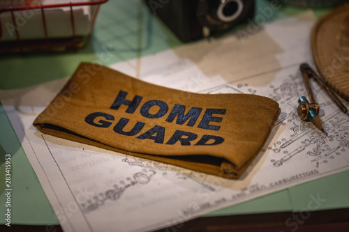Cuadros en Lienzo Home Guard armband from World War 2 on display at a museum in the North of the U