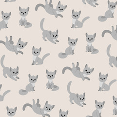  Cartoon gray cat - simple trendy pattern with animal. Cartoon illustration for prints, clothing, packaging and postcards. 