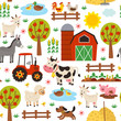 seamless pattern with farm animals on white background - vector illustration, eps    