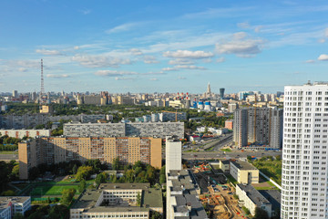 Wall Mural - Moscow, Russia. Aerial view of modern residential buildings