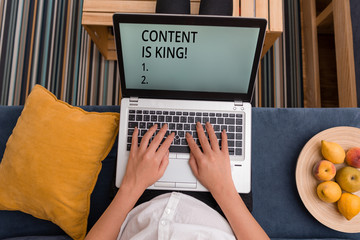 Poster - Handwriting text Content Is King. Conceptual photo marketing focused growing visibility non paid search results