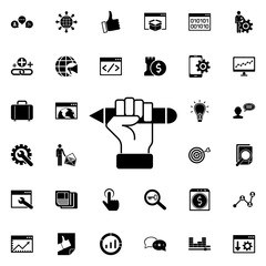 Poster - Seo copywriting icon. Universal set of seo and development for website design and development, app development