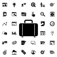 Poster - Portfolio icon. Universal set of seo and development for website design and development, app development
