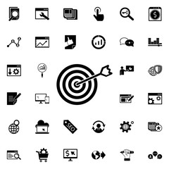 Poster - Targeting icon. Universal set of seo and development for website design and development, app development