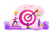 © Visual Generation - Aim achievement. Business motivation. Finance target. Solution searching. Goals and objectives, business grow, business plan, goal setting concept. Vector isolated concept creative illustration