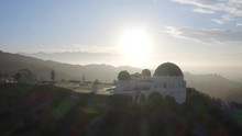 Gorgeous Aerial Shot Of The Griffith Observatory During A Beautiful Sunrise