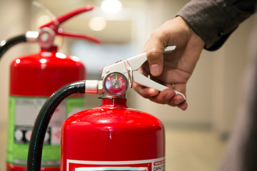 Wall Mural - Fire extinguishers, Engineers are checking fire extinguishers.