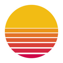 Retro Sun From The 80s Flat Vector Color Icon For Apps And Print