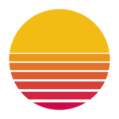 Retro sun from the 80s flat vector color icon for apps and print