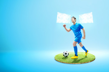 Poster - Asian football player man running with the ball