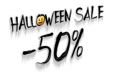 Poster - Halloween sale -50% illustration - on white background