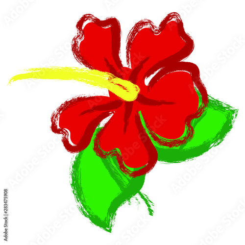 Ink Vector Brush Stroke Hibiscus Flowers Isolated On White Background Hand Painted Beautiful Flowers Malaysia Bunga Raya Vector Use For Malaysia Independence Day Celebration Poster Template Vector Stock Vector Adobe Stock