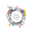 © Maria - Granola vintage design template. Engraved style illustration. Various berries, fruits and nuts. Vector illustration