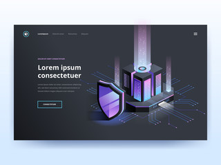 Poster - Isometric illustration of digital protection